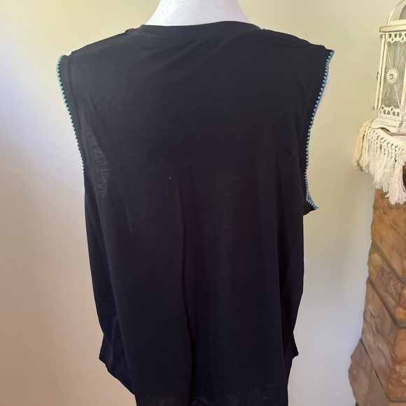 NWT Nike Yoga Black Sleeveless Top Light Blue Trim Womens XL - Picture 7 of 7